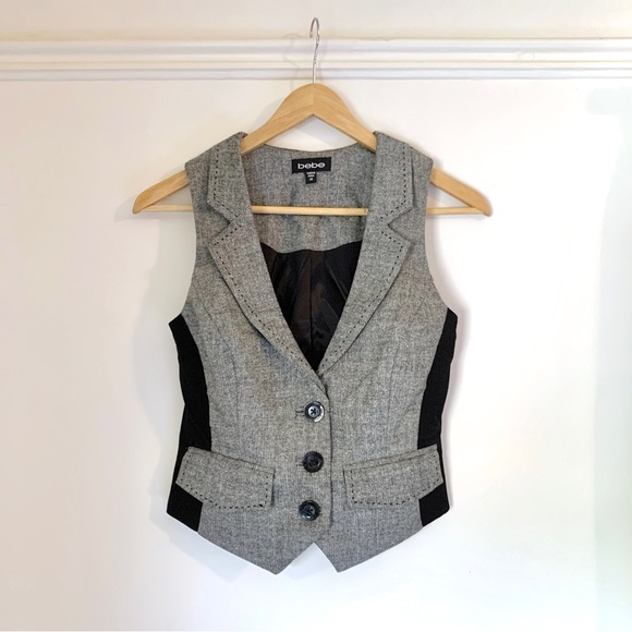 Bebe Button Up Wool Blend Suit Vest - Picture 1 of 16